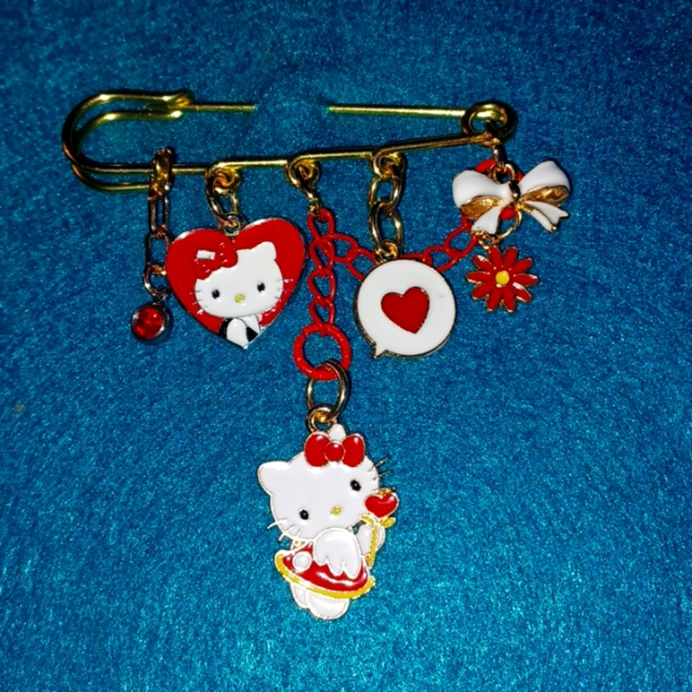 Red Hello Kitty Diaper Pin Brooch